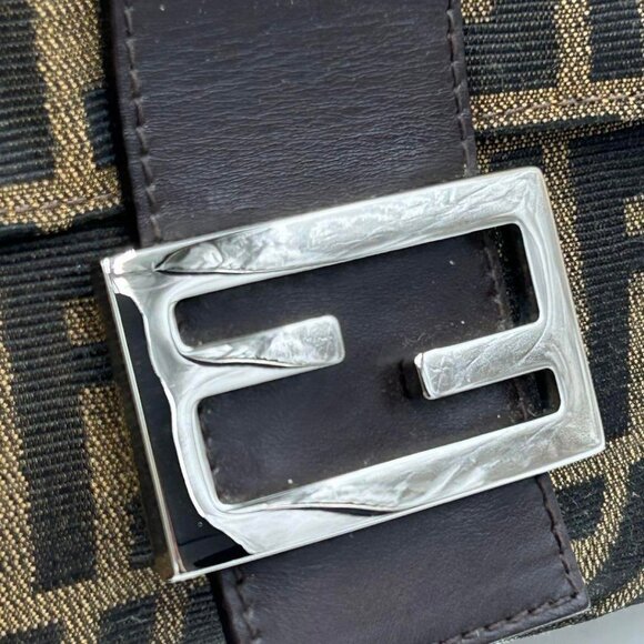 Authentic FENDI Mamma Zucca Bucket Baguette Tan Tobacco Flap Bag Purse Shoulder - Picture 8 of 15